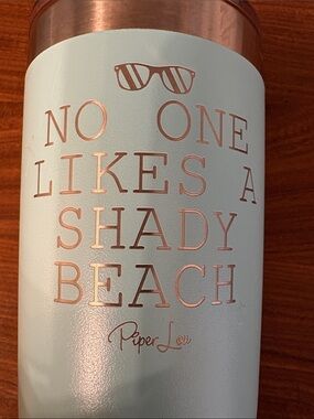 Piper Lou Aqua Tumbler with silver text and lid
